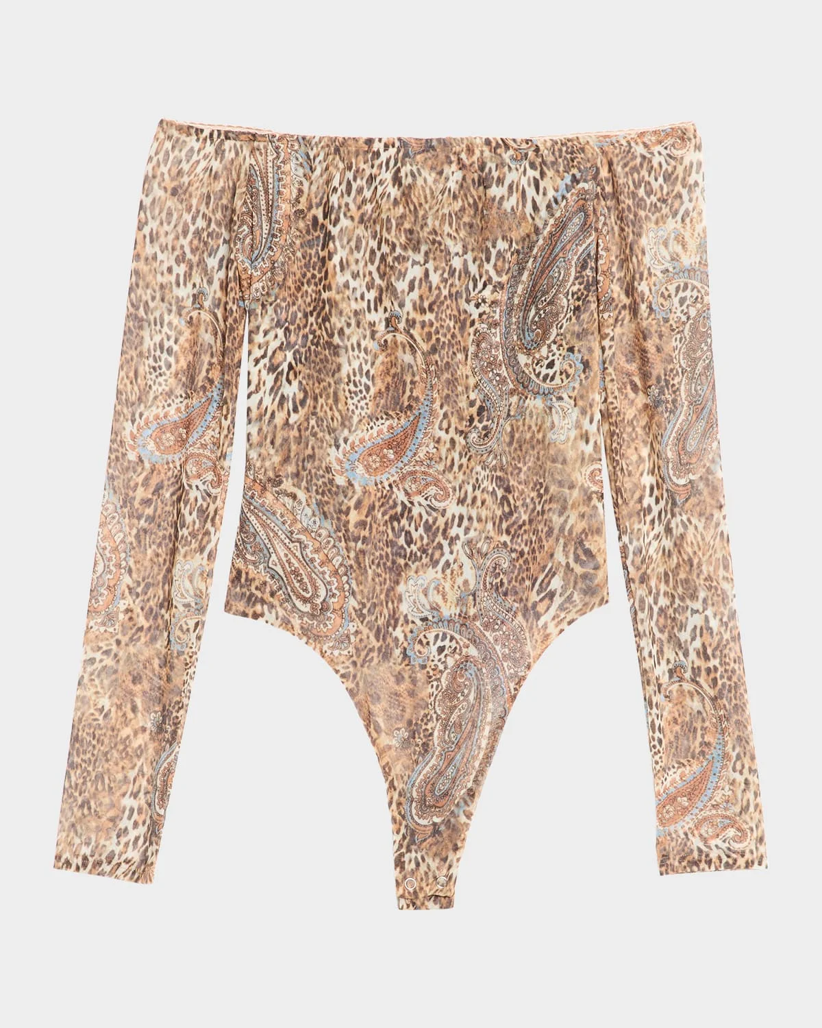 Valencia Leopard Peonie Off-Shoulder Bodysuit - 1