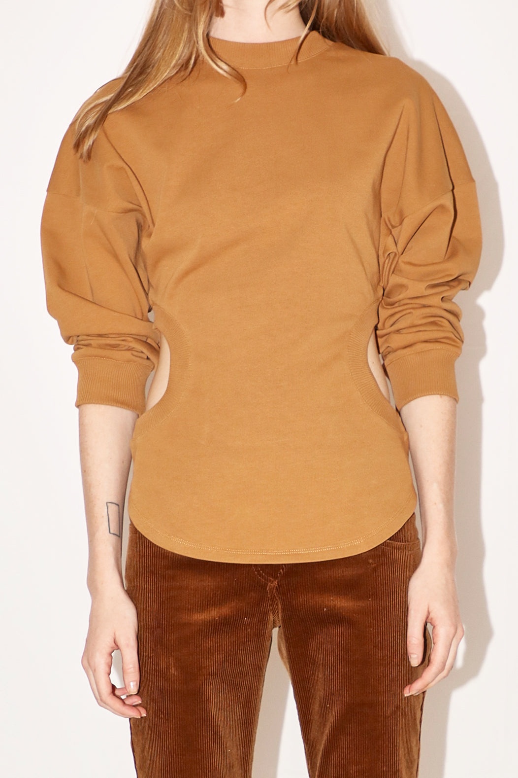 LONG SLEEVE JERSEY TOP WITH CUT-OUT DETAIL TERRACOTTA - 4