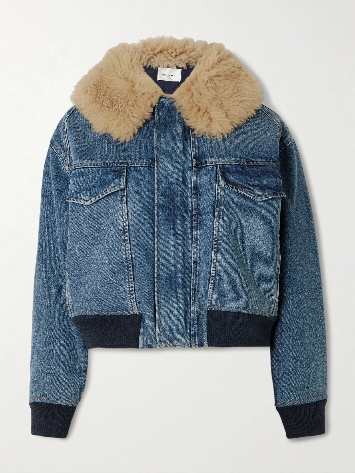 The Aviator Shearling-trimmed Denim Jacket - 1