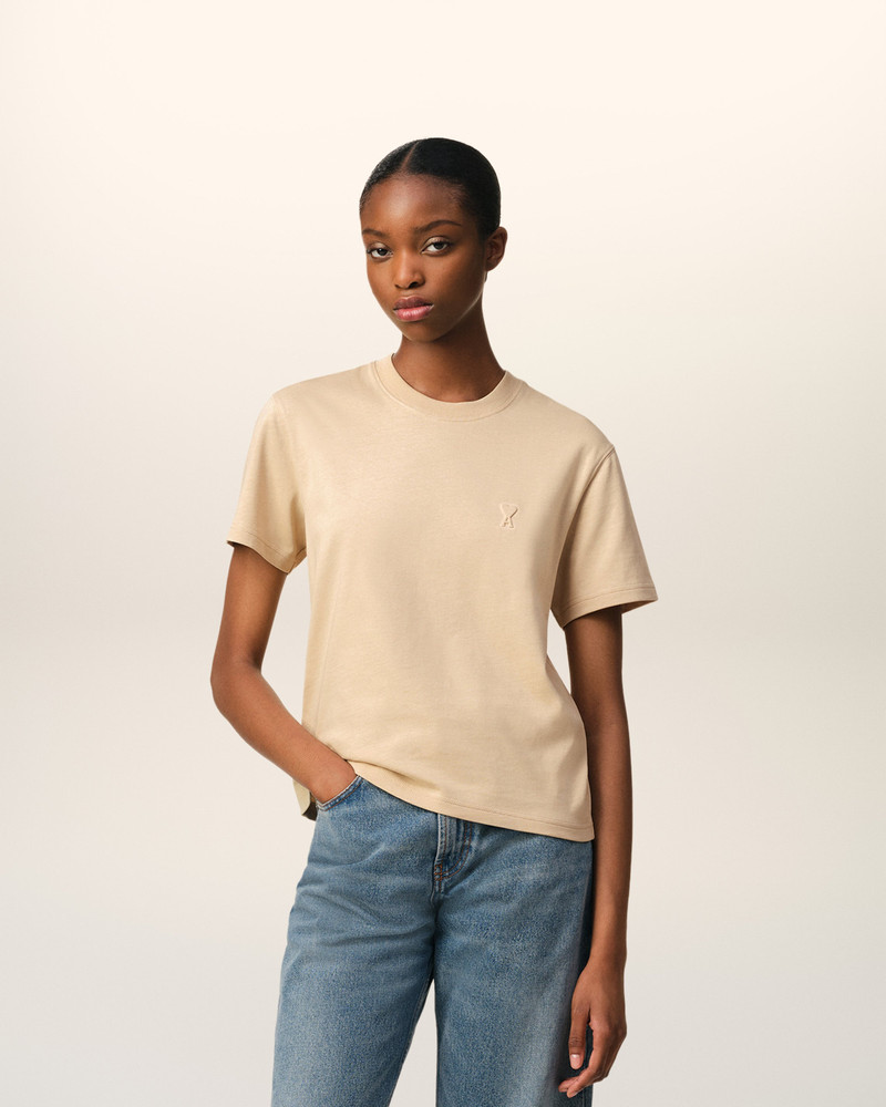AMI Paris BEIGE COTTON AMI DE COEUR T-SHIRT outlook