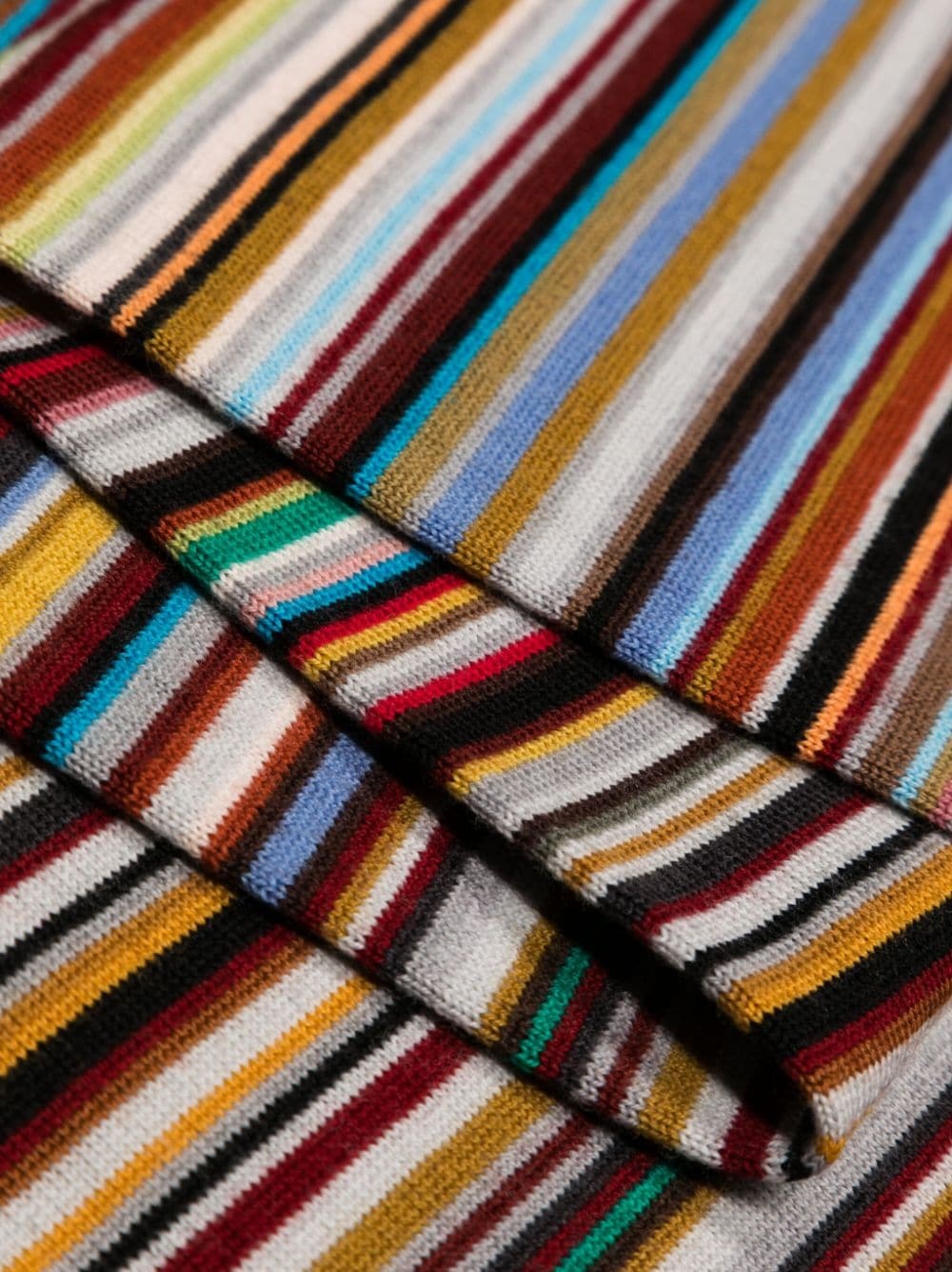 stripe-pattern virgin wool scarf - 3