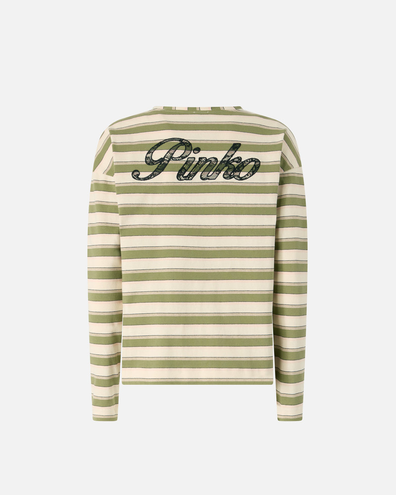 PINKO CROPPED STRIPED JERSEY POLO WITH STRUCTURED COLLAR outlook
