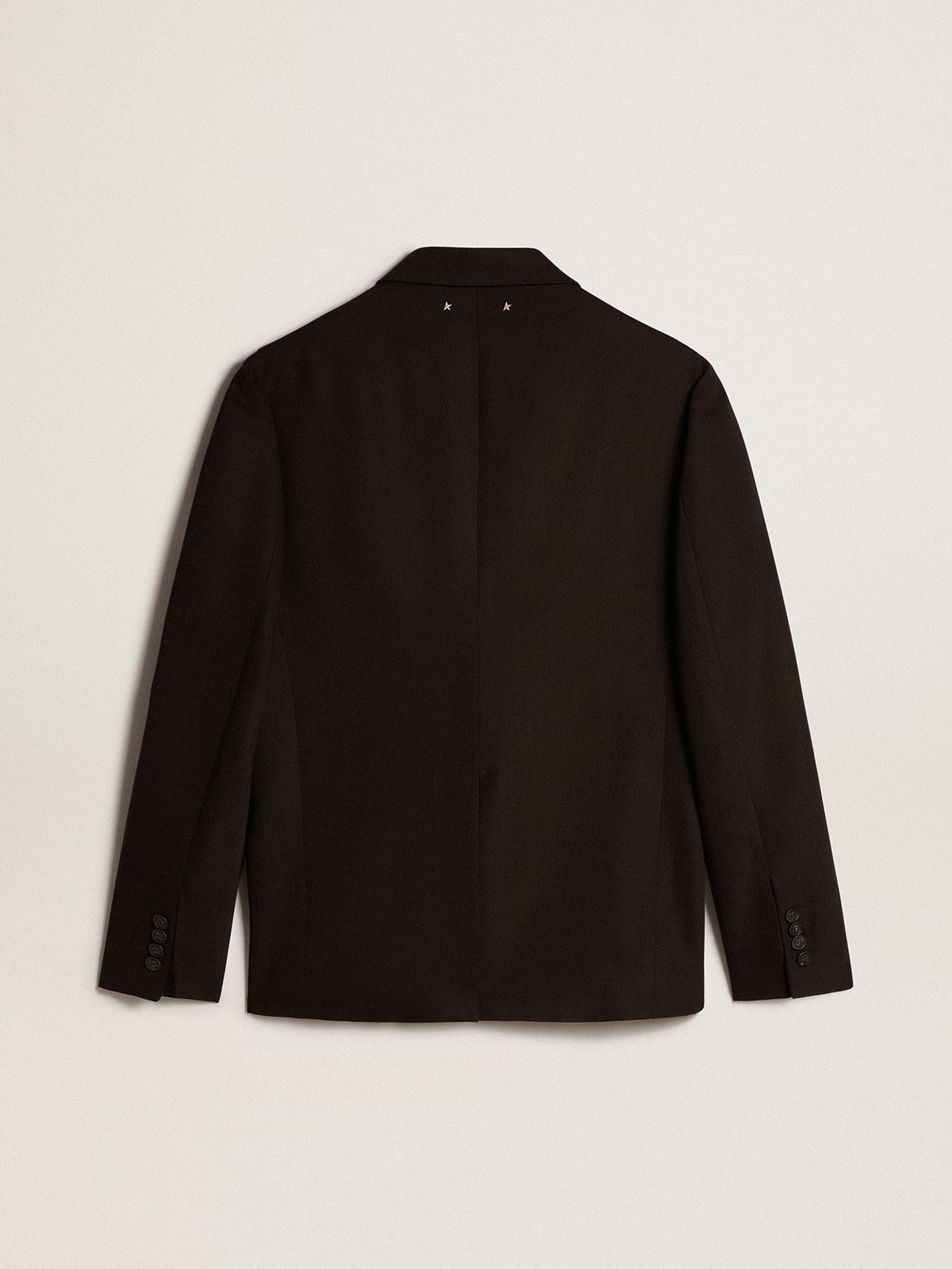 Black wool and viscose blend single-breasted blazer - 5
