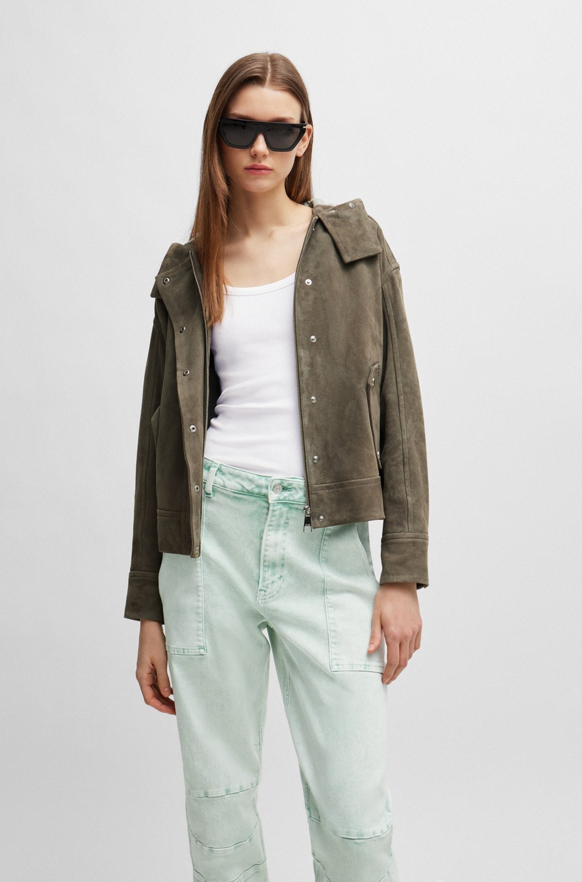 REGULAR-FIT HOODED JACKET IN SOFT SUEDE - 2