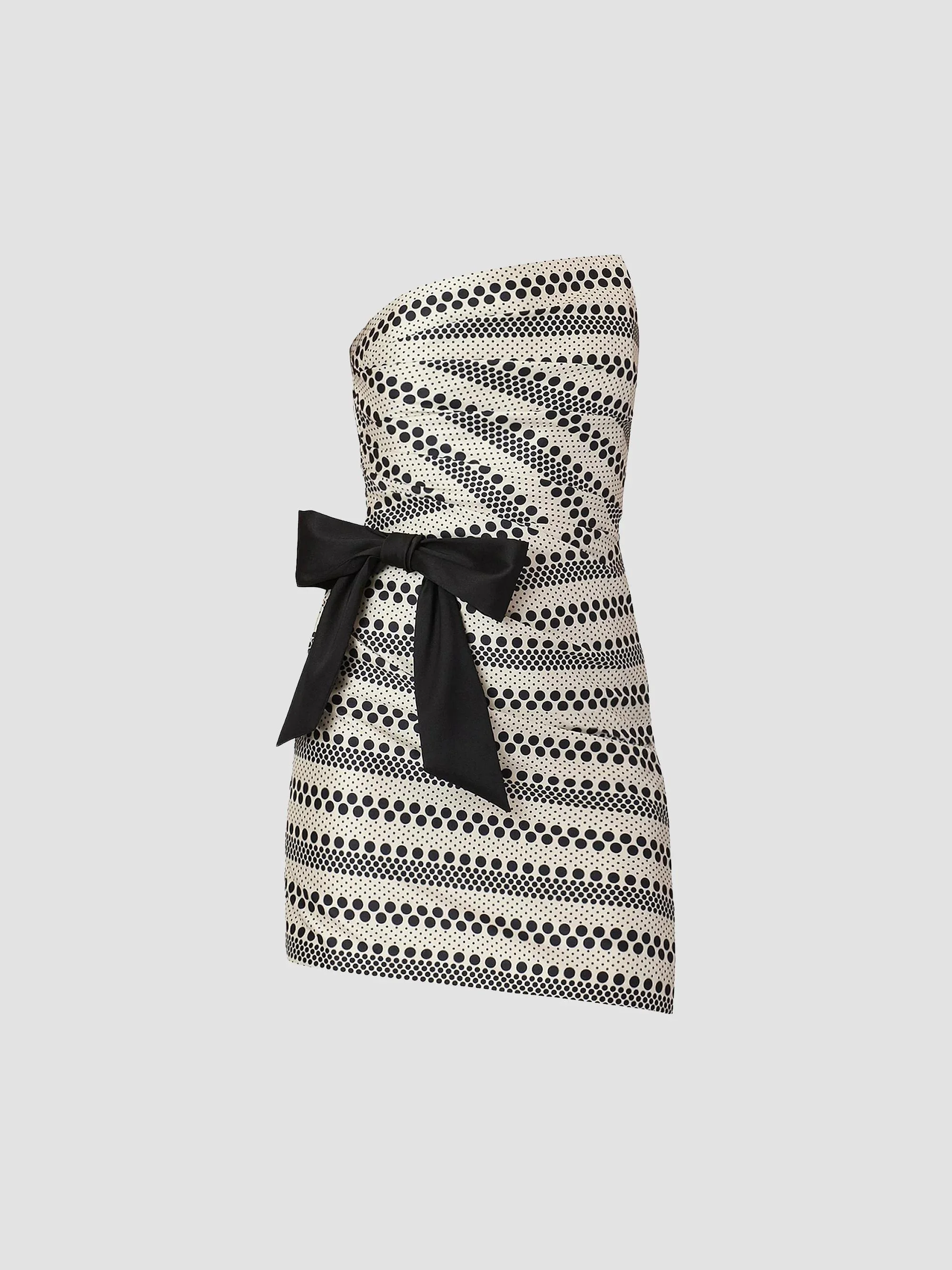 Women's Shelley Geometric-Pattern Bow Strapless Mini Dress - Ecru Jet - 1