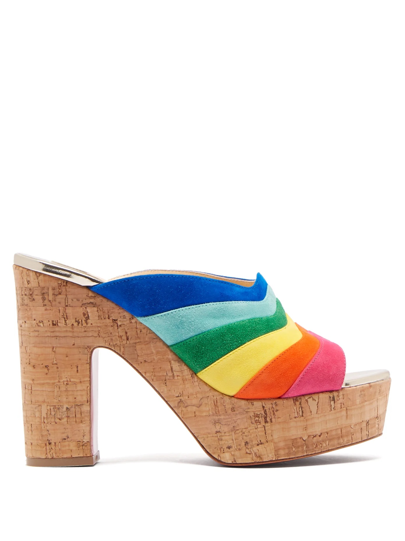 O Sister 120 rainbow-stripe suede mules - 1