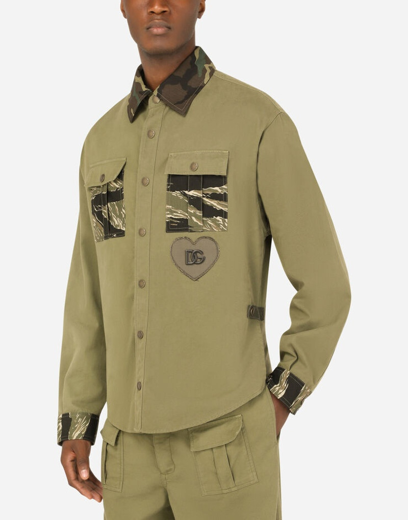 Stretch cotton overalls with camouflage details 4