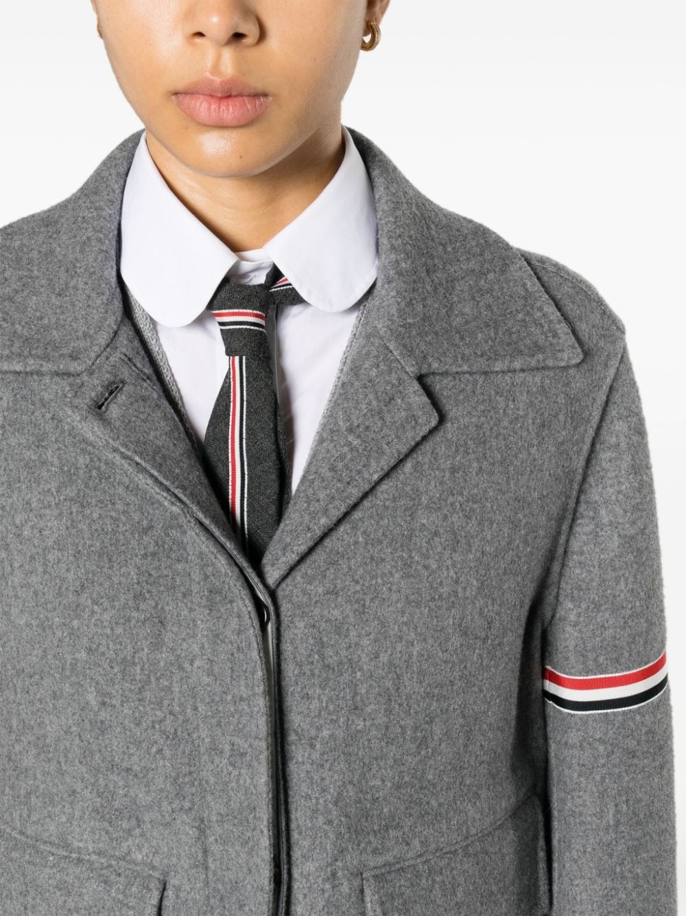 grosgrain-stripe brushed jacket - 5