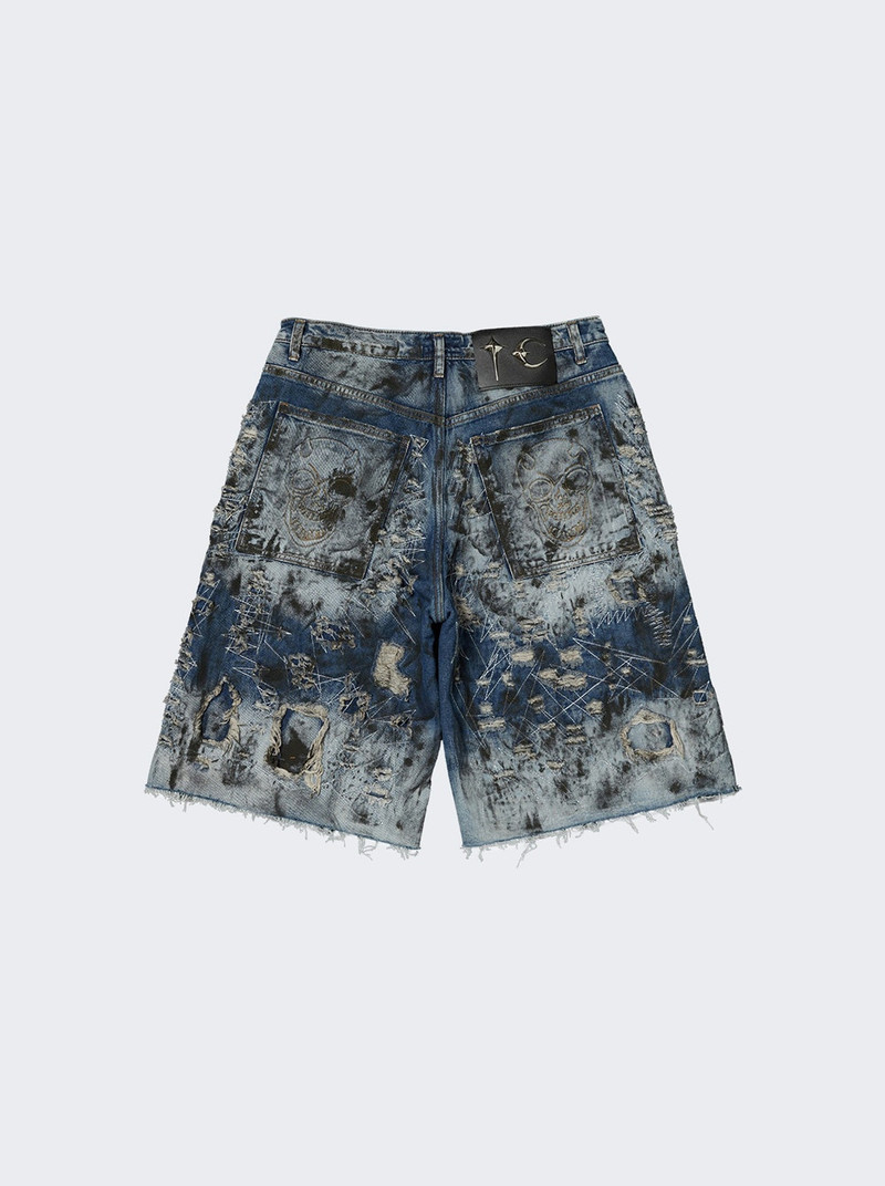 Thug Club Hard Washed Destroyed Denim Shorts Blue outlook