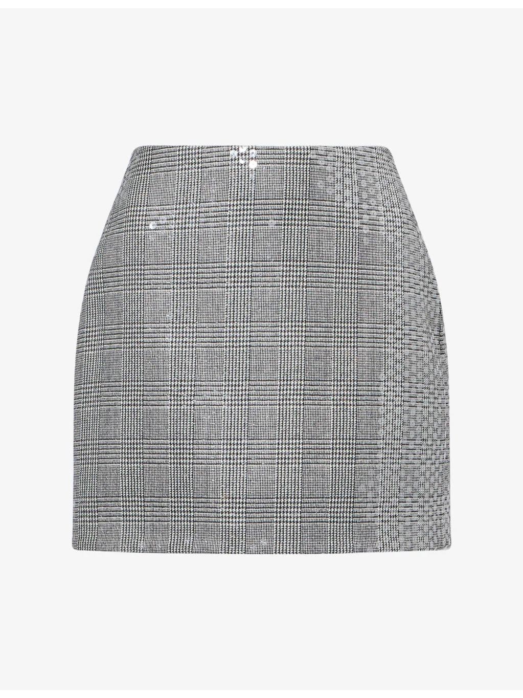 Checked Sequin-Embellished Wool Mini Skirt - 1