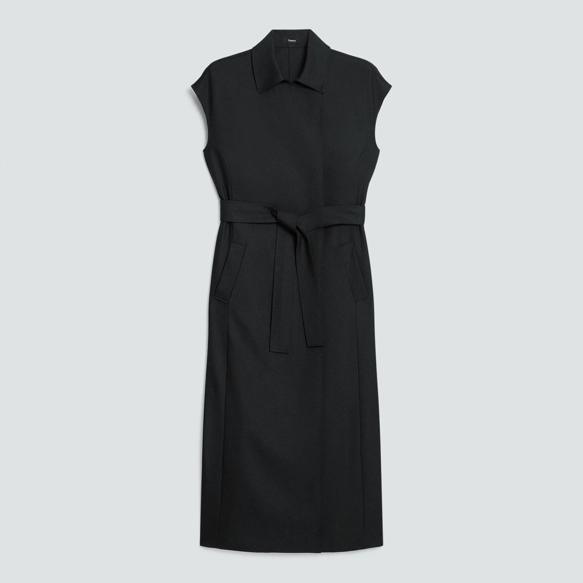 Double-Breasted Belt Dress in Wool-Blend Flannel - 1