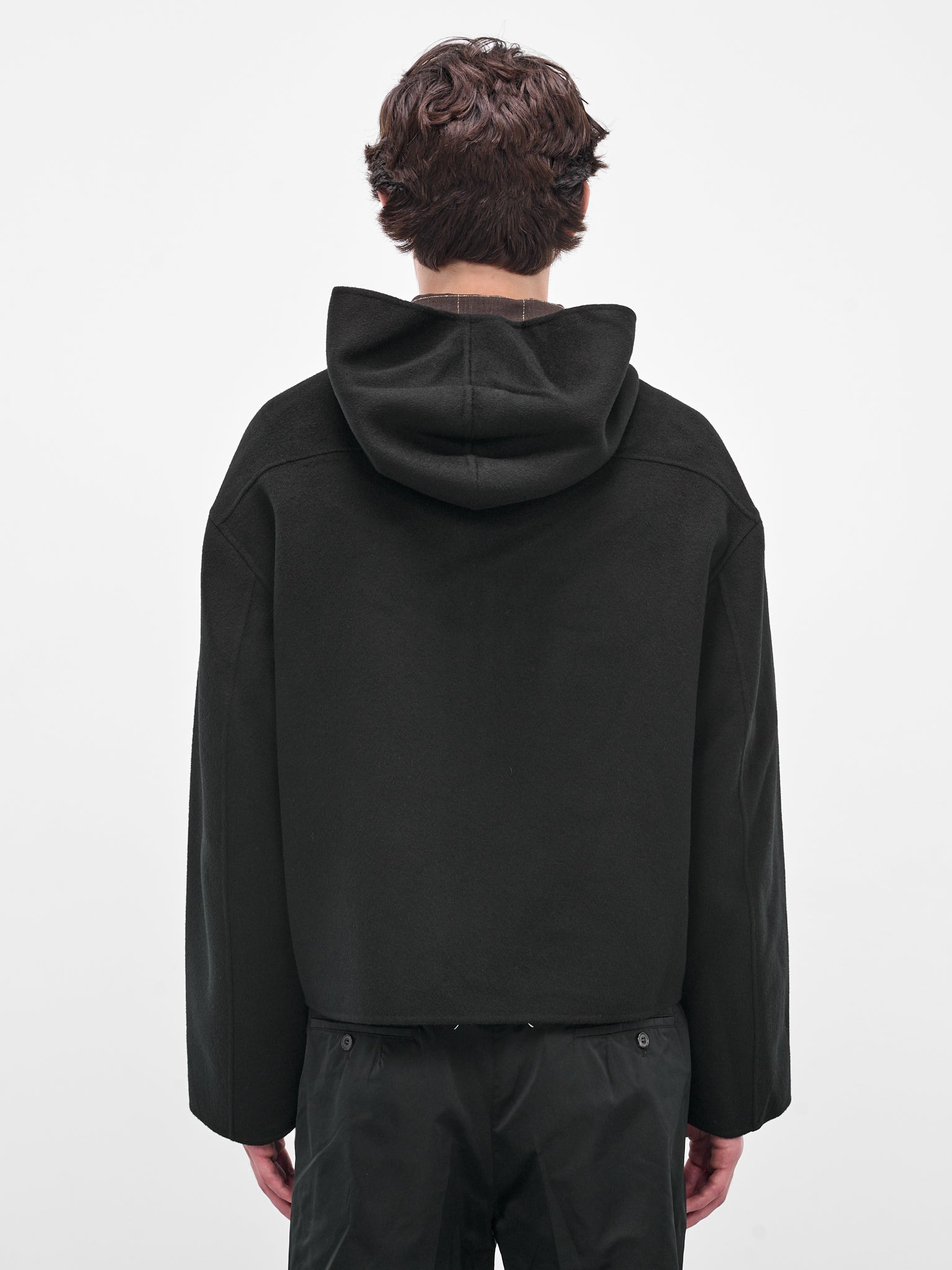Black Cashmere Hooded Zip Jacket - 3