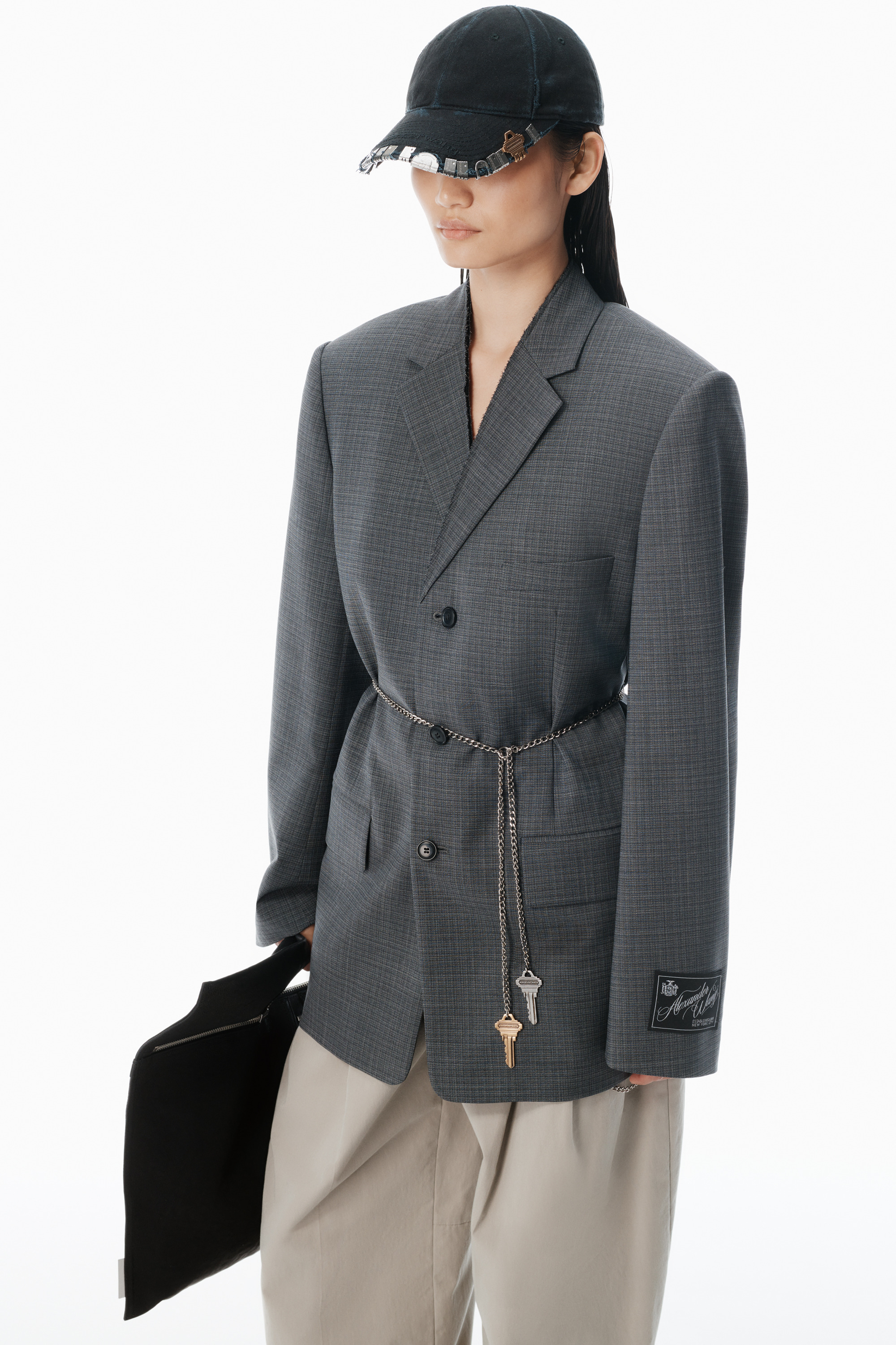 Grey Wool-Blend Raw-Edged Blazer - 3