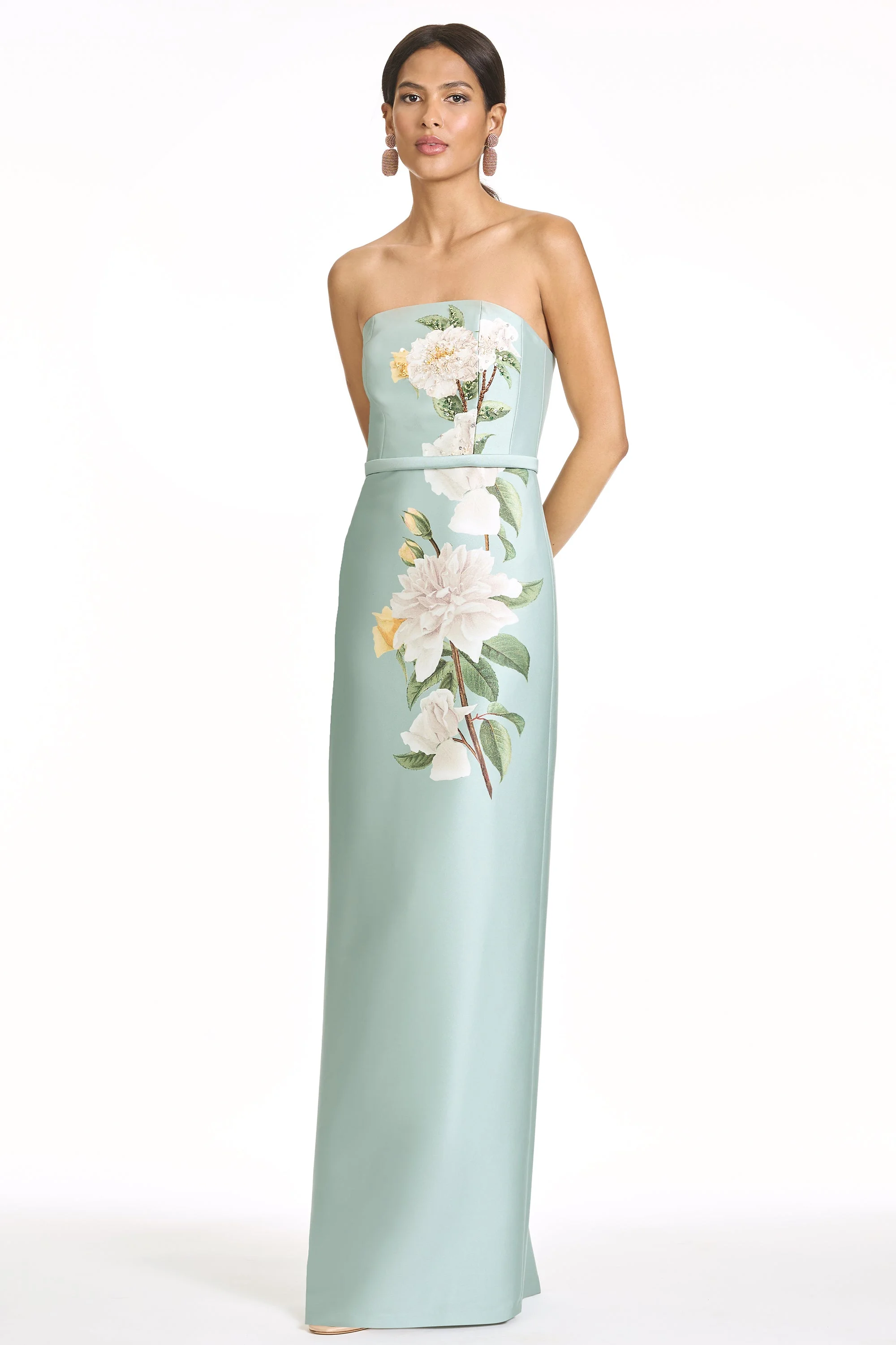 EMBELLISHED SOPHIA GOWN - CELADON FLORAL - 1