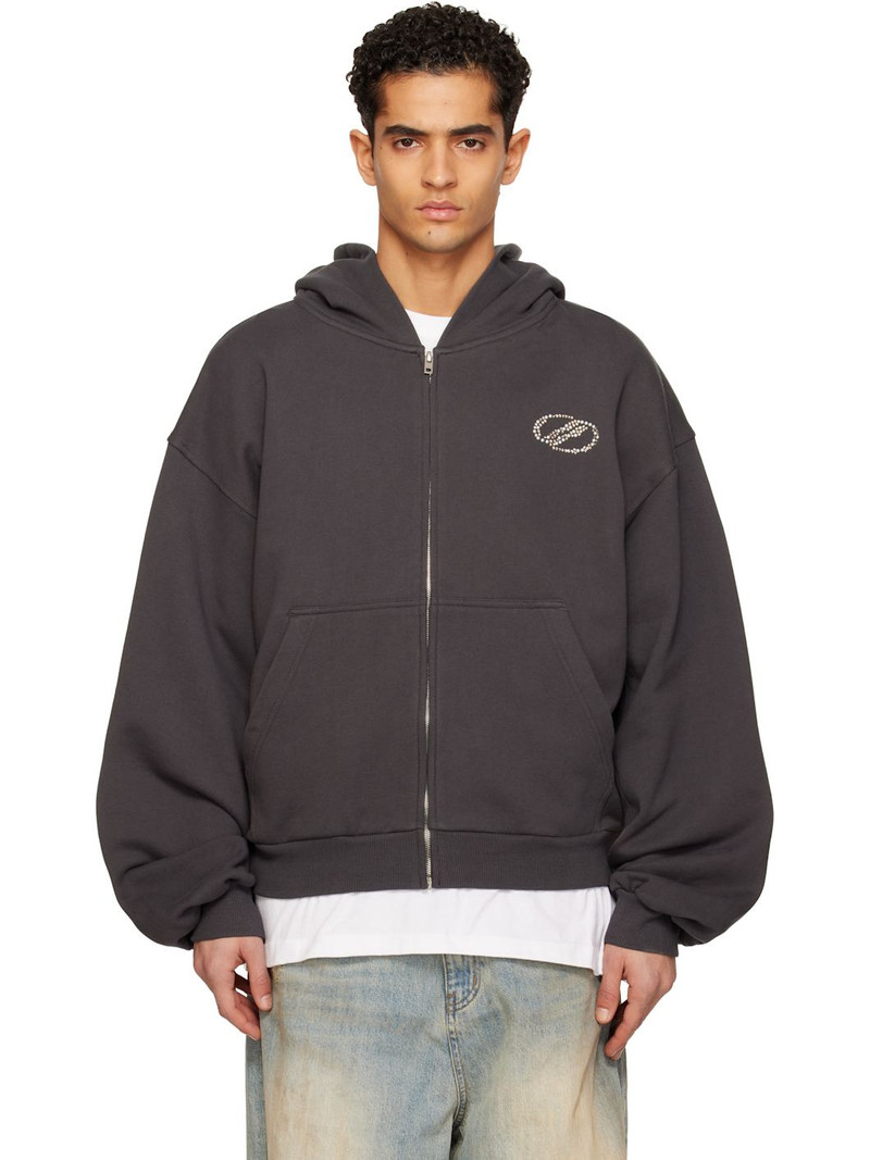 Gray Se11done Zip-Up Hoodie 1