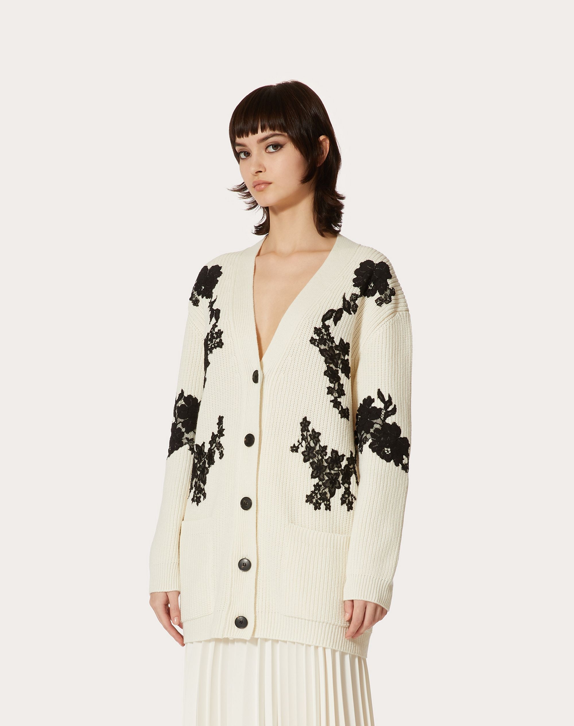 CASHMERE WOOL AND LACE CARDIGAN - 3