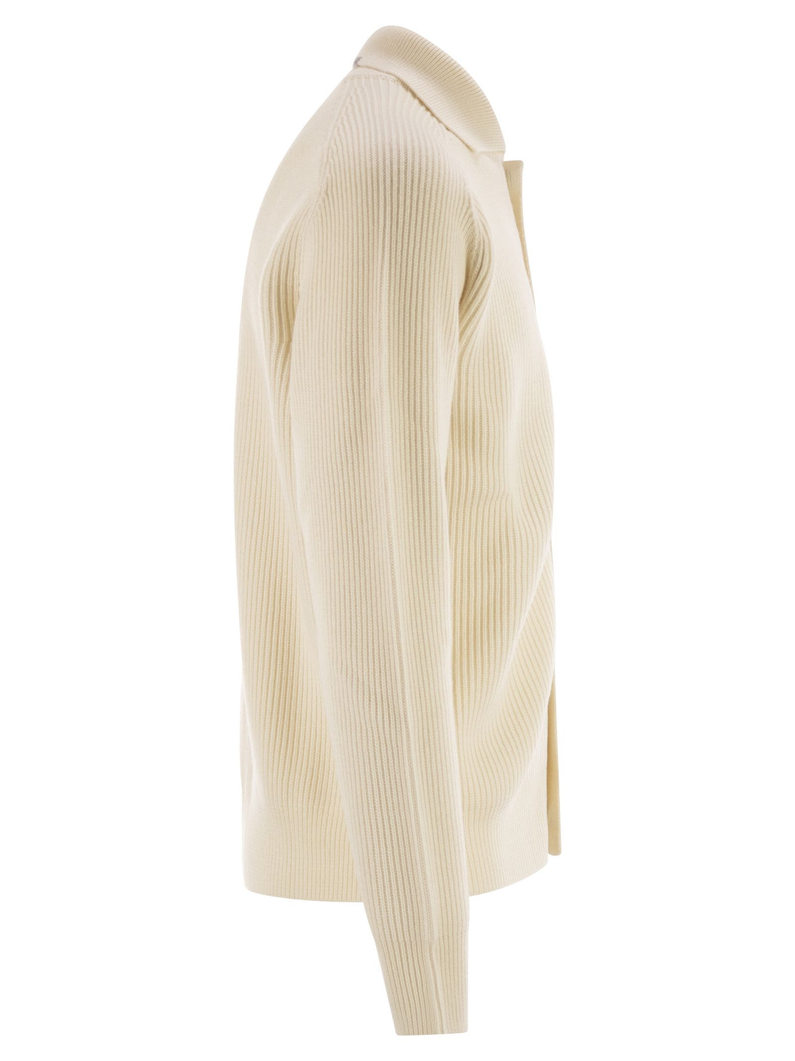 Peserico - Peserico Men English Ribbed Wool Cardigan - 3