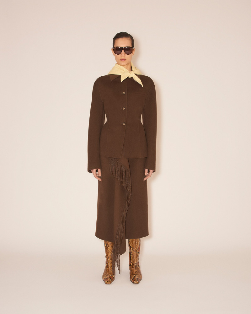 LIZA - Draped wrap light double wool blanket skirt - Soil 3