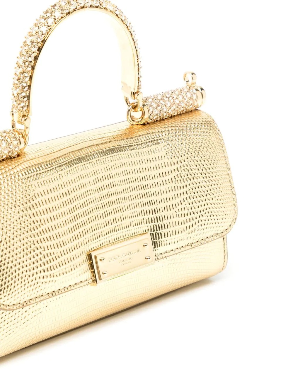 metallic croc-effect crossbody bag - 4