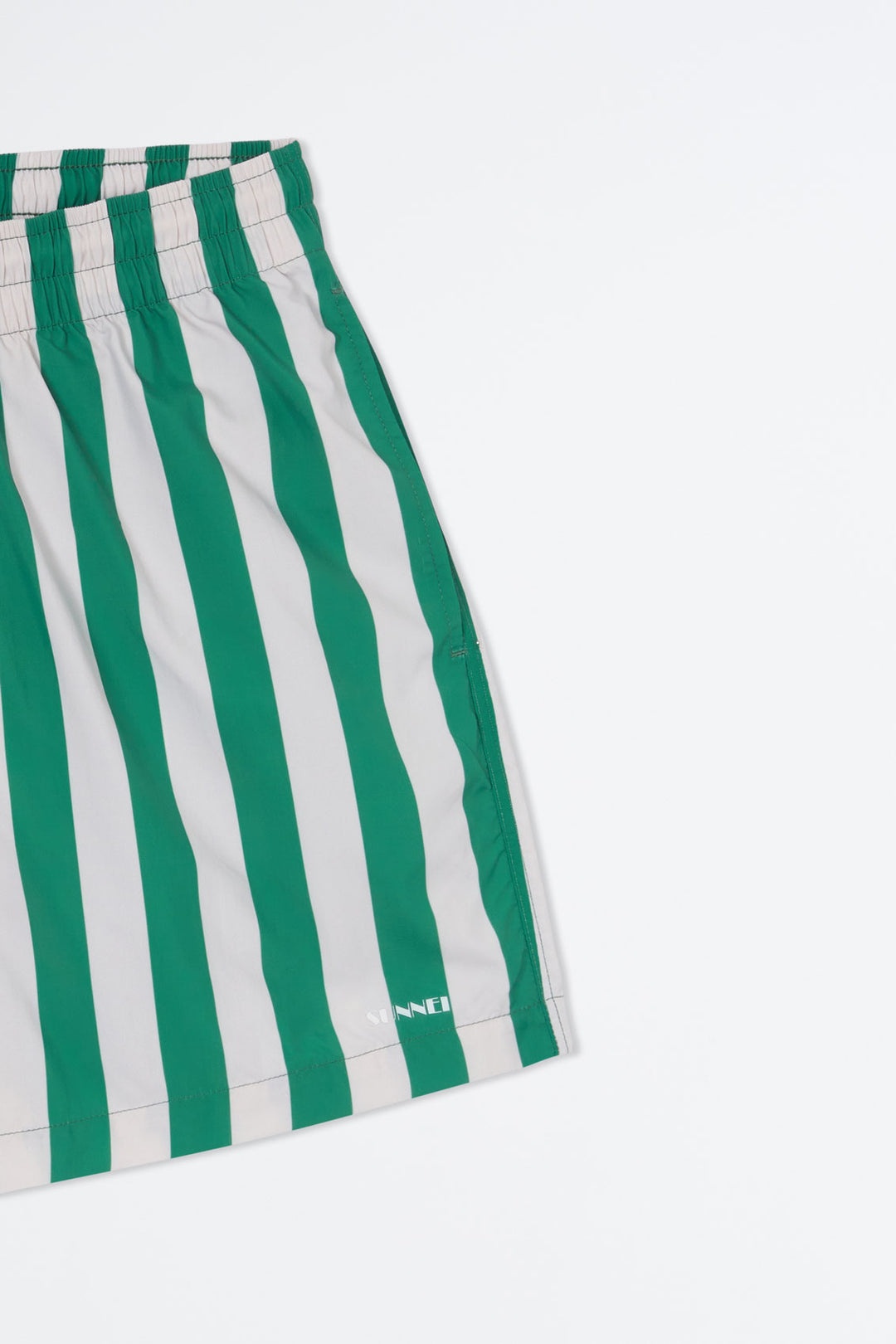 GREEN & WHITE STRIPED SWIMSHORTS - 2