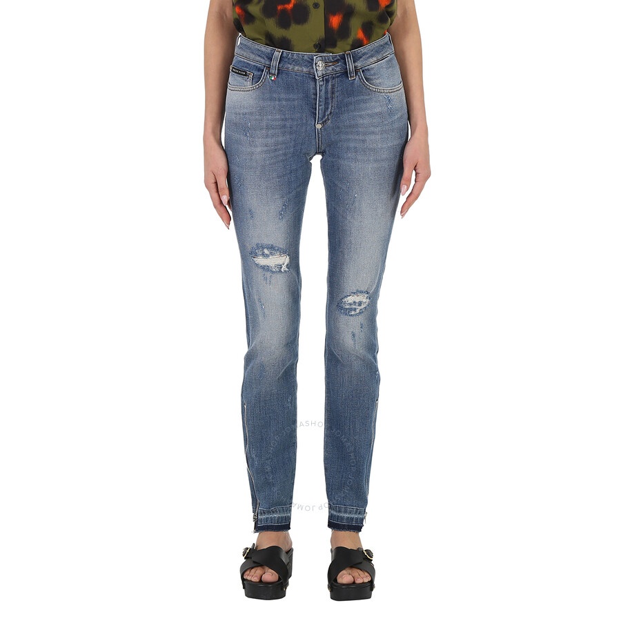 Philipp Plein Ladies Morgan Fit Angel Stretch Denim Jeans - 3