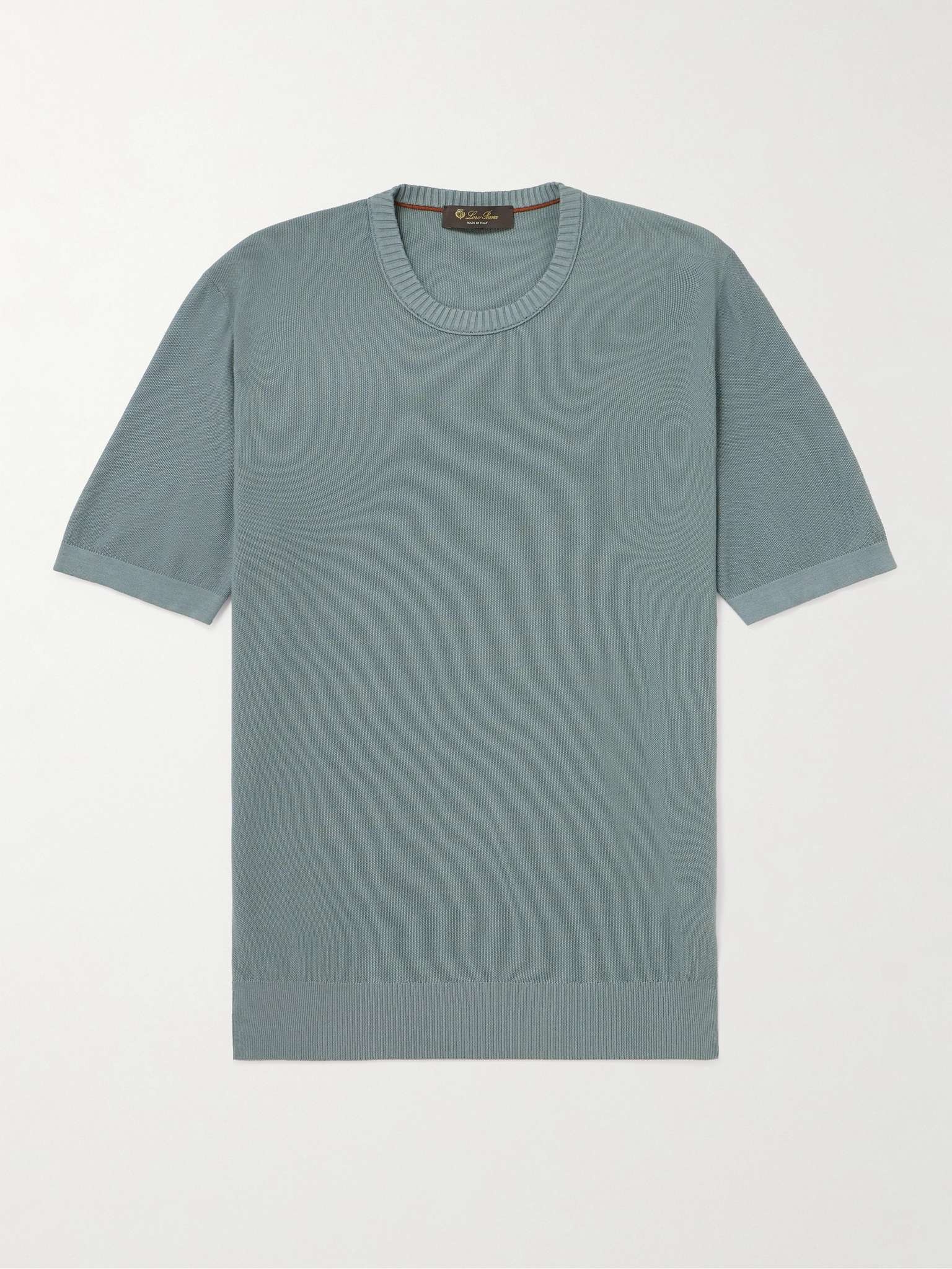 Cotton and Silk-Blend Piqué T-Shirt - 1