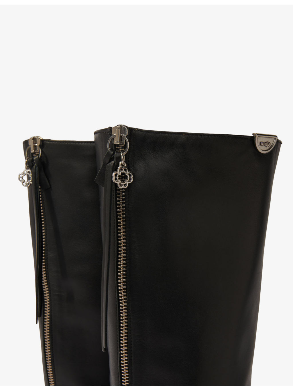 Logo-charm heeled leather knee-high boots - 2