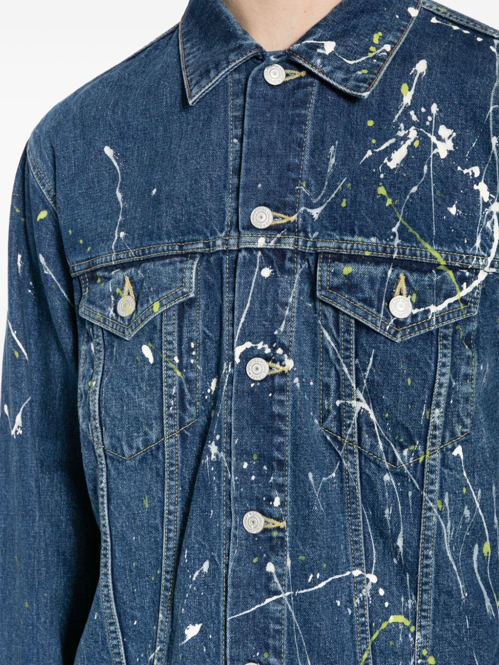 paint-splatter denim jacket - 5