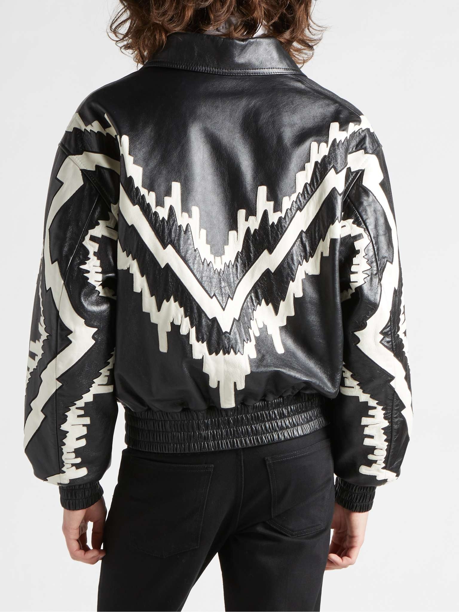 Appliquéd Leather Blouson Jacket - 5
