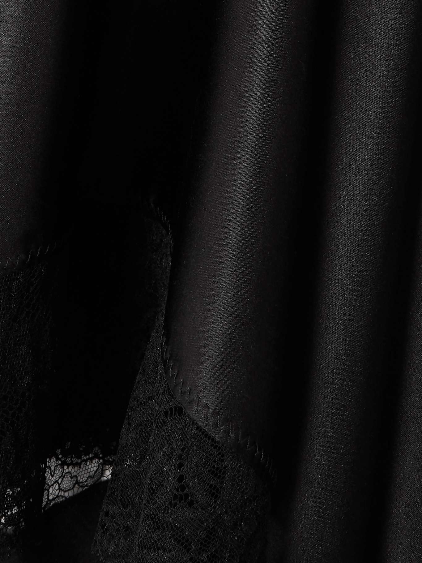 Asymmetric lace-trimmed silk-blend satin midi skirt Black - 4