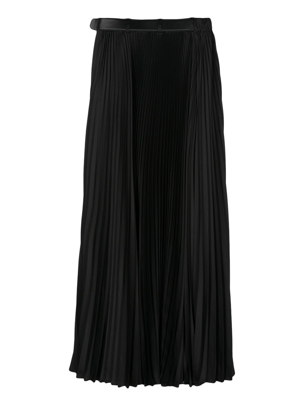 pleated-overlayer belted skirt - 2