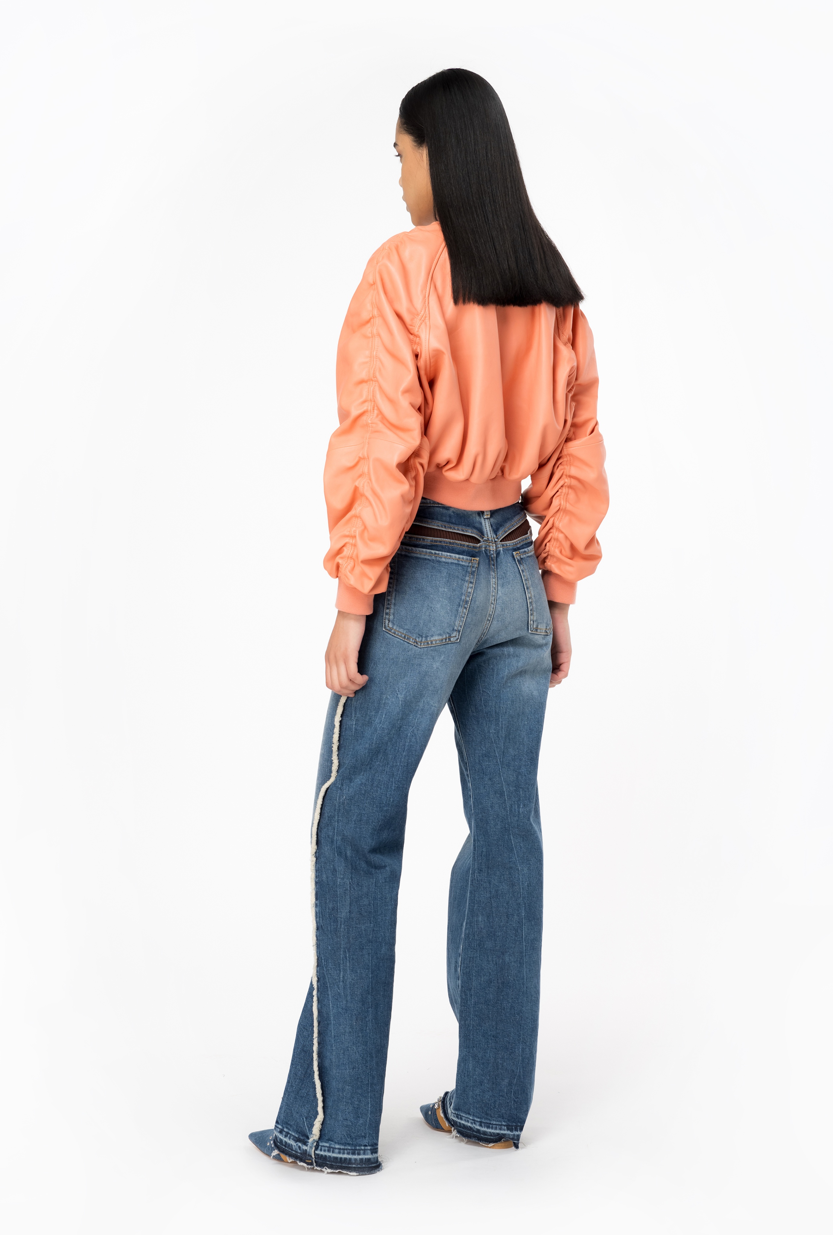 SHORT NAPPA LEATHER BOMBER JACKET - 3