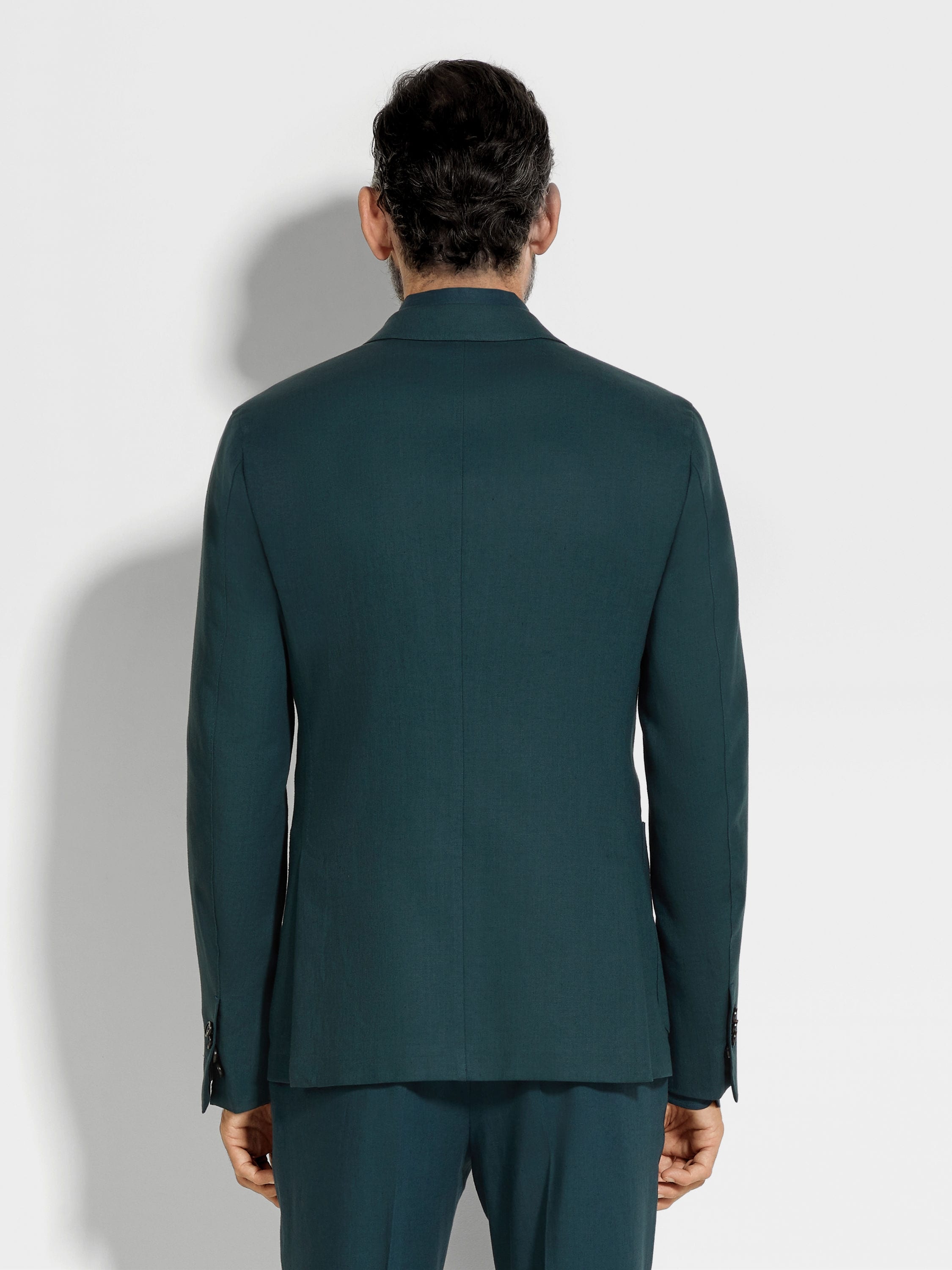 DARK TEAL BLUE OASI LINO SHIRT JACKET - 5