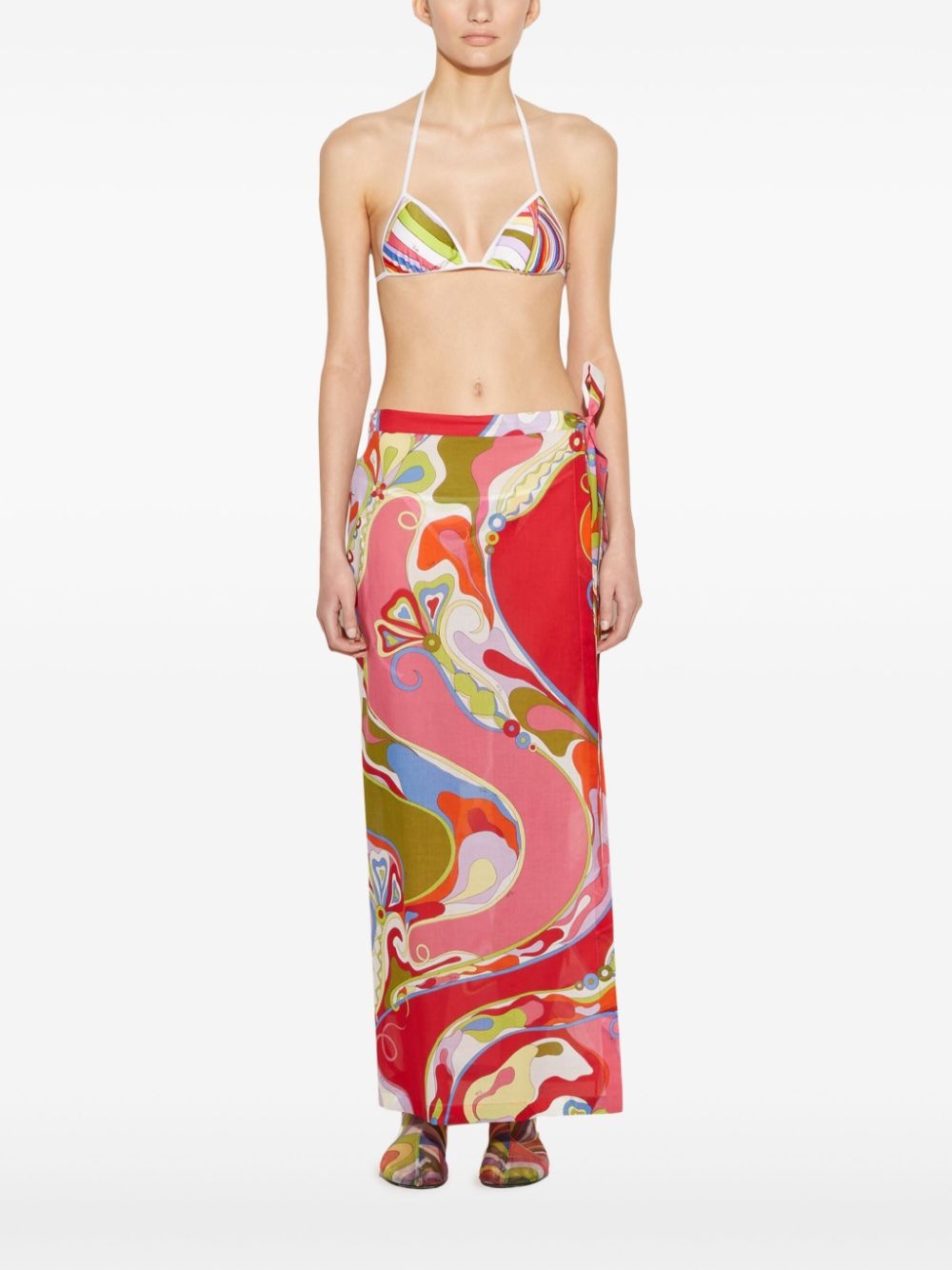 orchidee-print wrap skirt - 2
