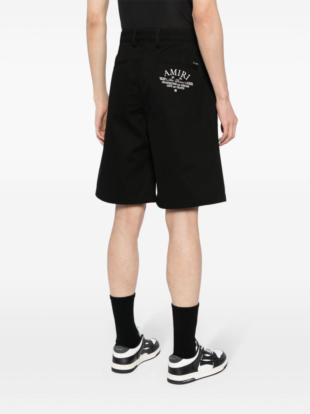 logo-embroidered cotton shorts - 4