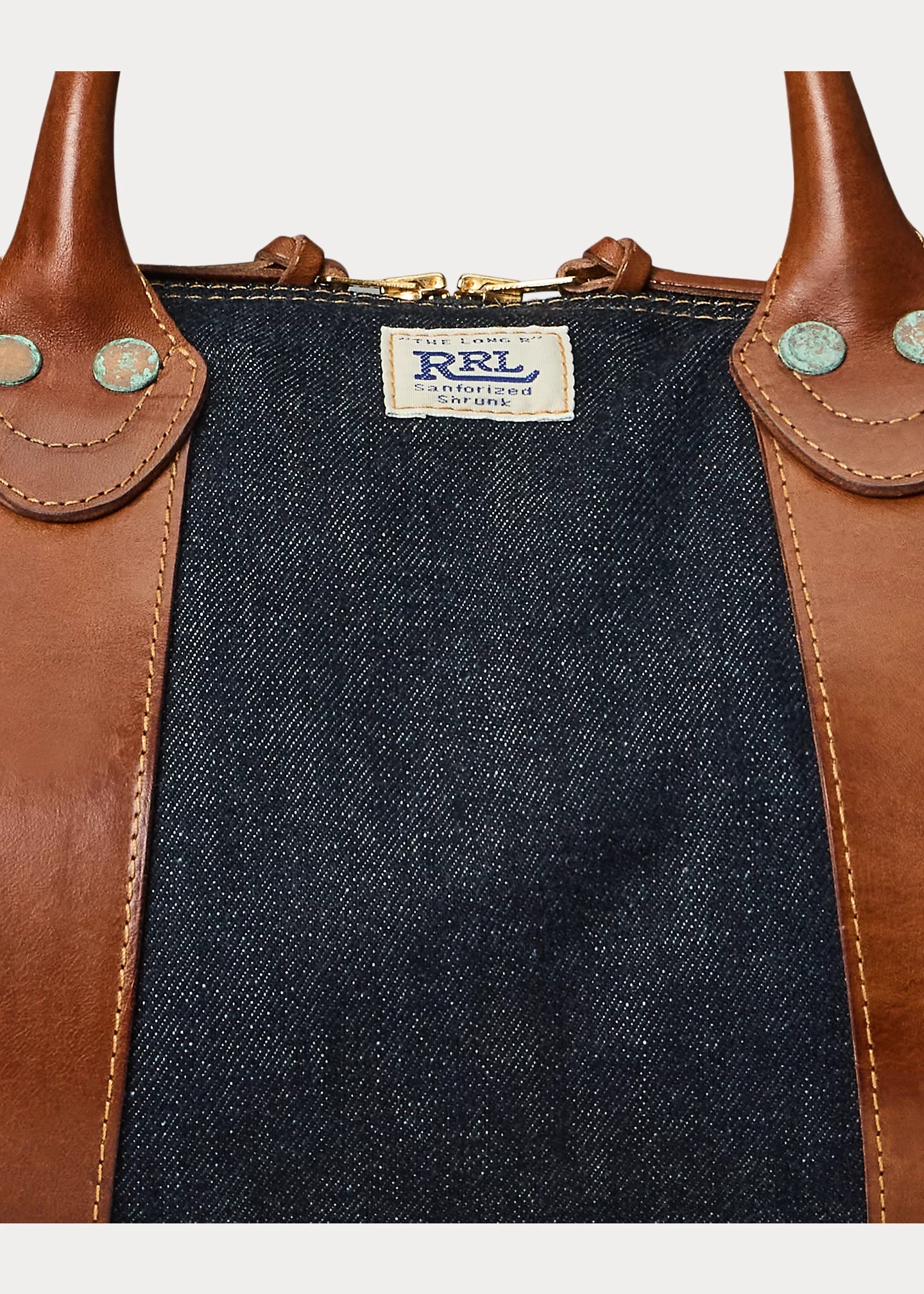Leather-Trim Indigo Denim Duffel - 5