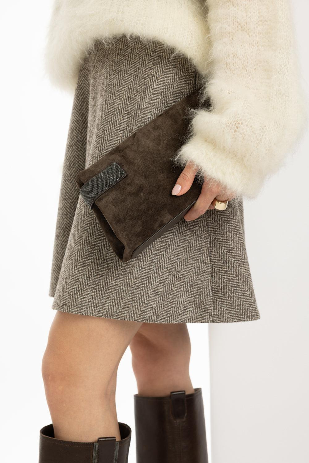 Essence Pouch Bag - Chocolate Suede - 3