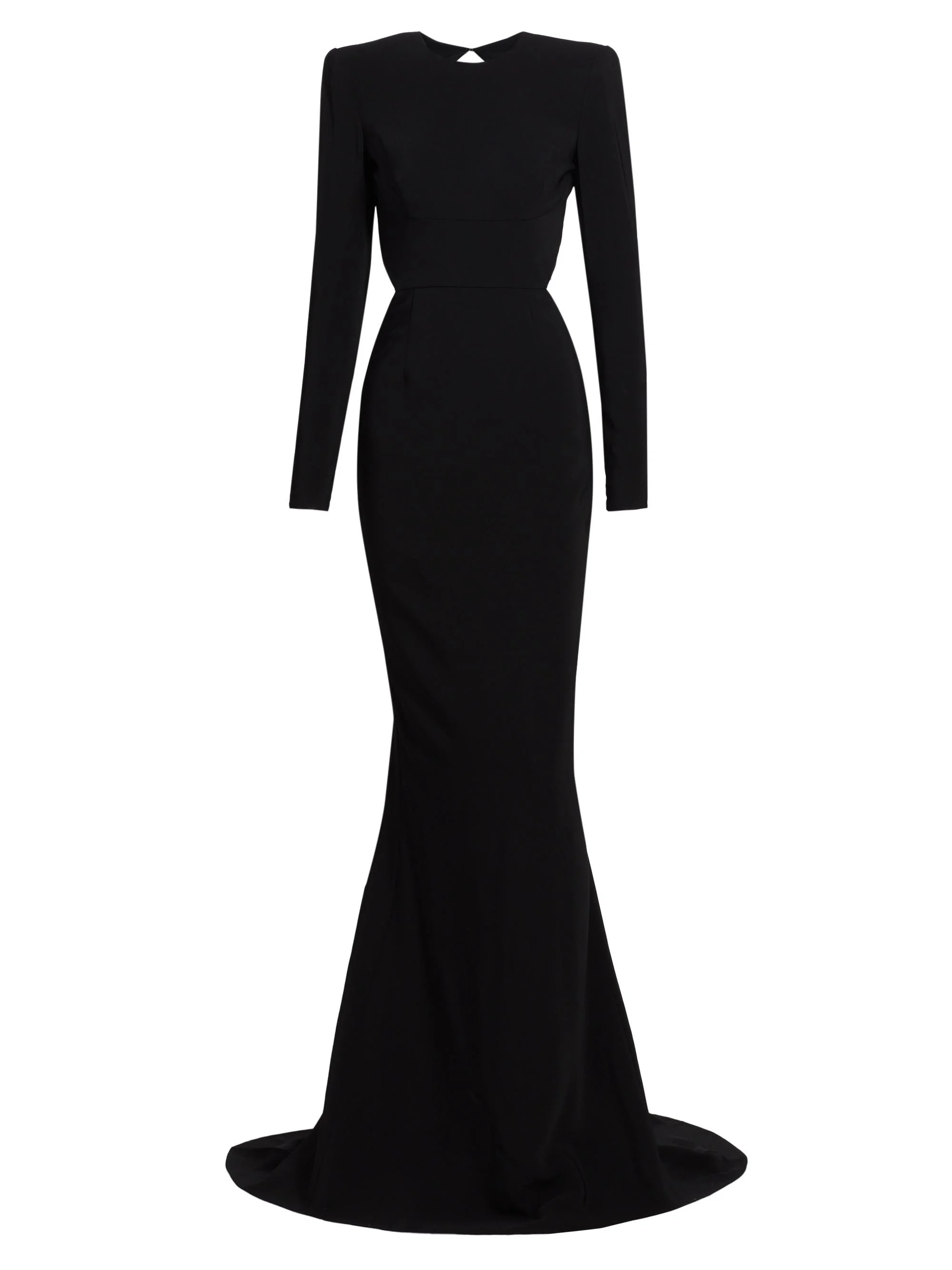 Women's Structured Silk-Blend Crepe Open-Back Gown - Black - 1