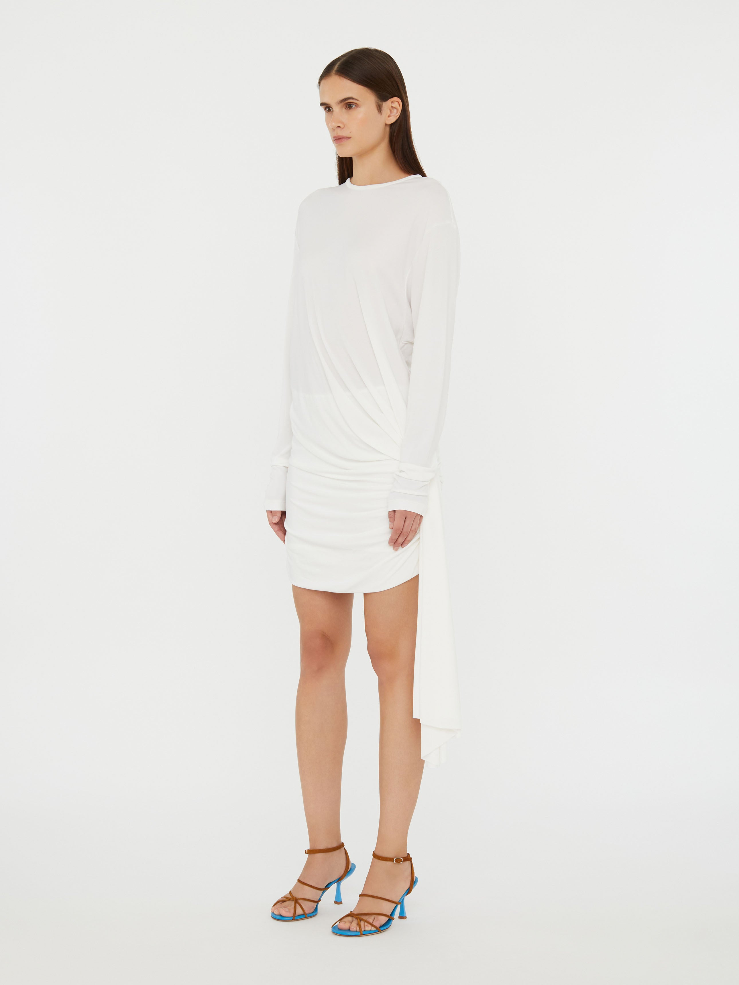 Side Cowl Drape Extension Dress - 2