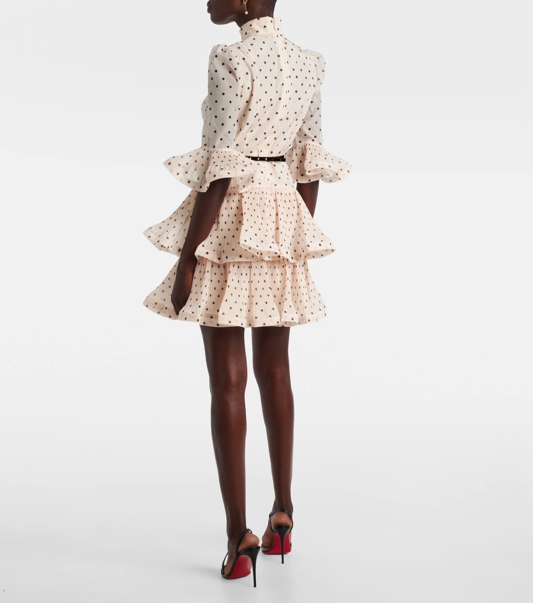 Polka-dot ruffled minidress - 3