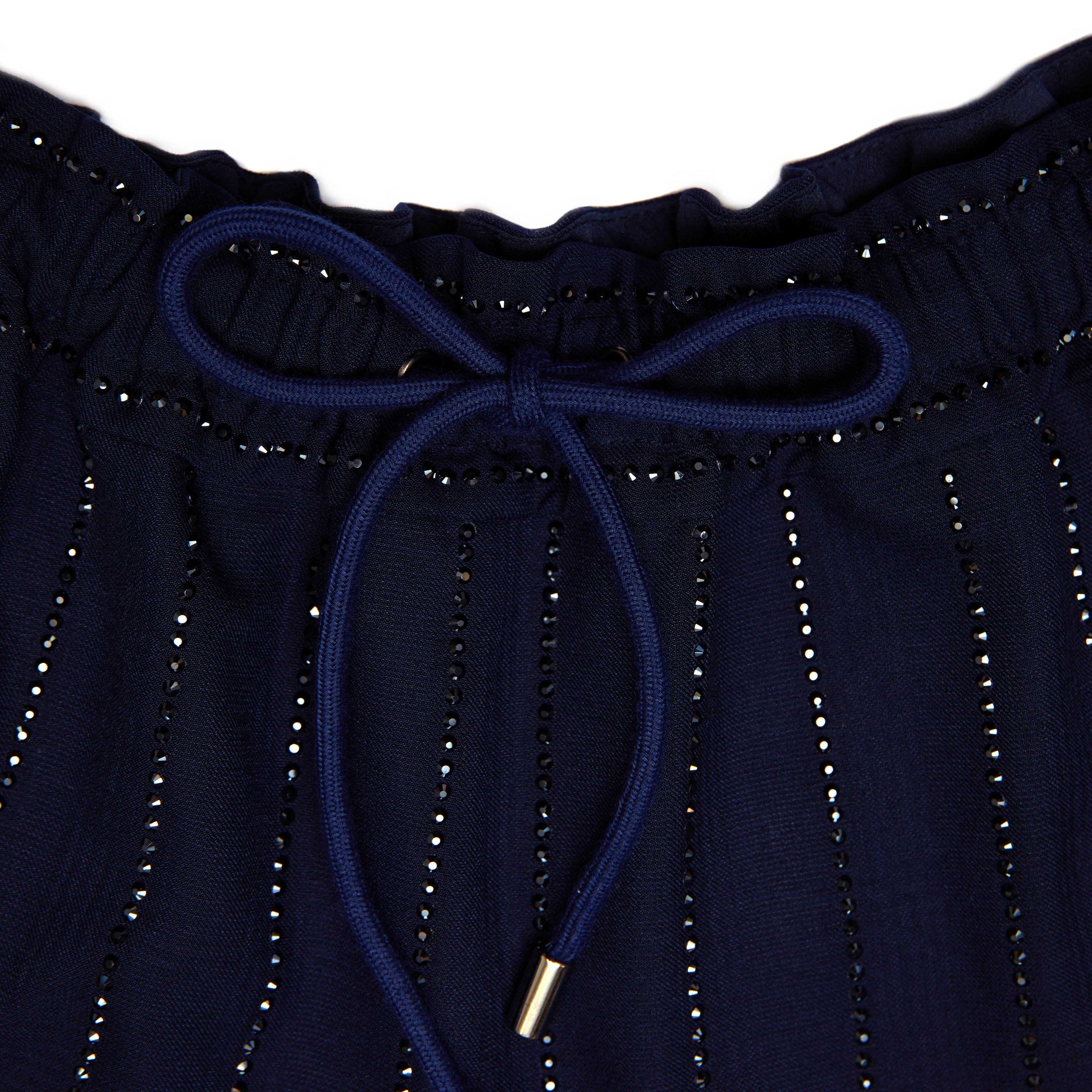 Navy Rhinestone Pinstripe Trousers - 6