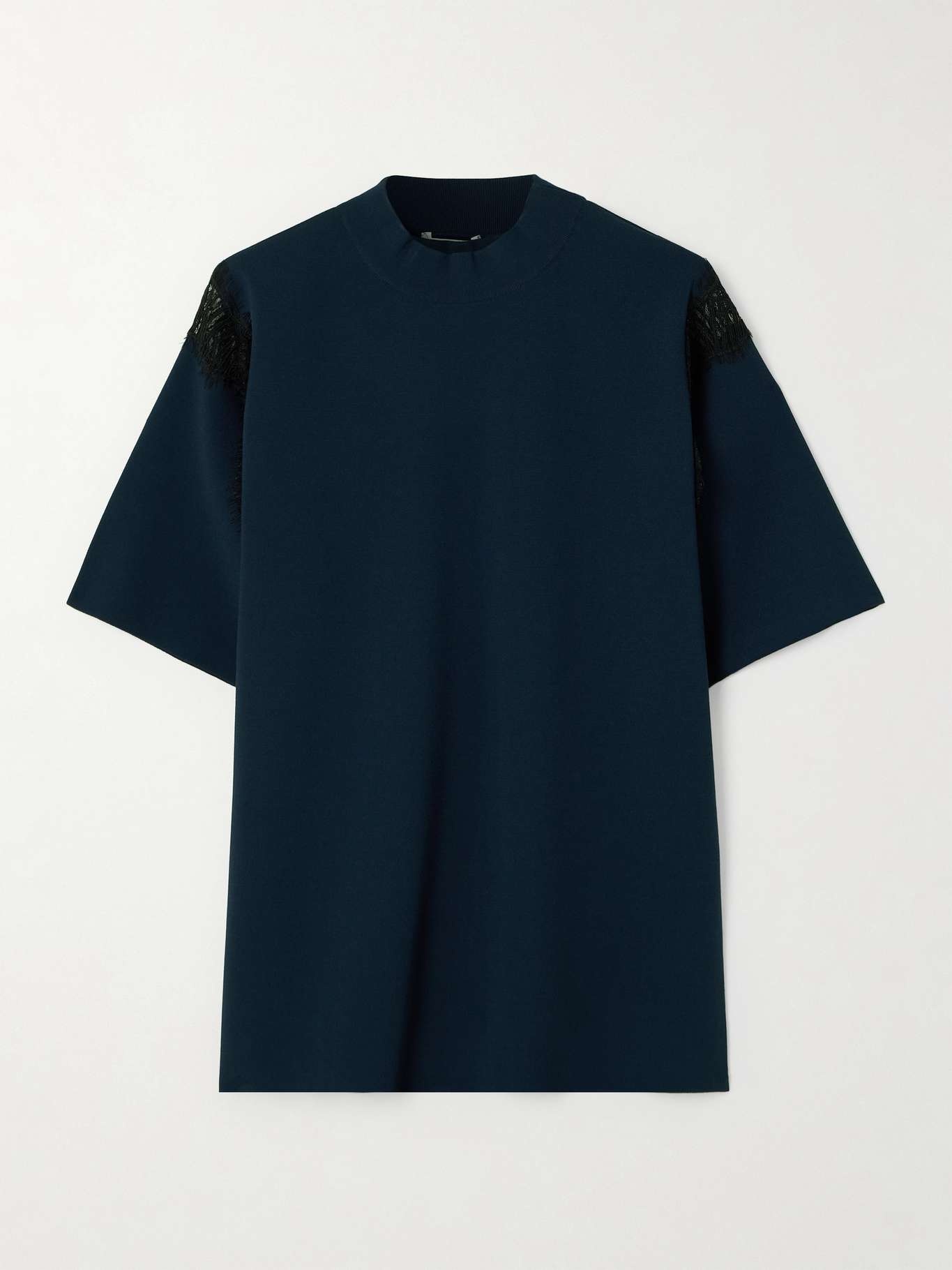 Lace-trimmed crepe-jersey T-shirt - 1