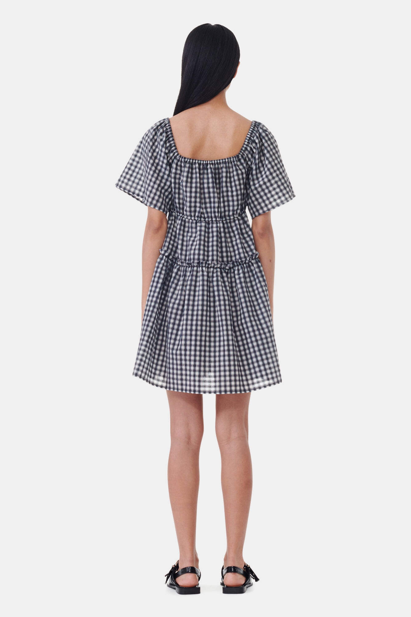 SEERSUCKER CHECK MINI LAYER DRESS - 5
