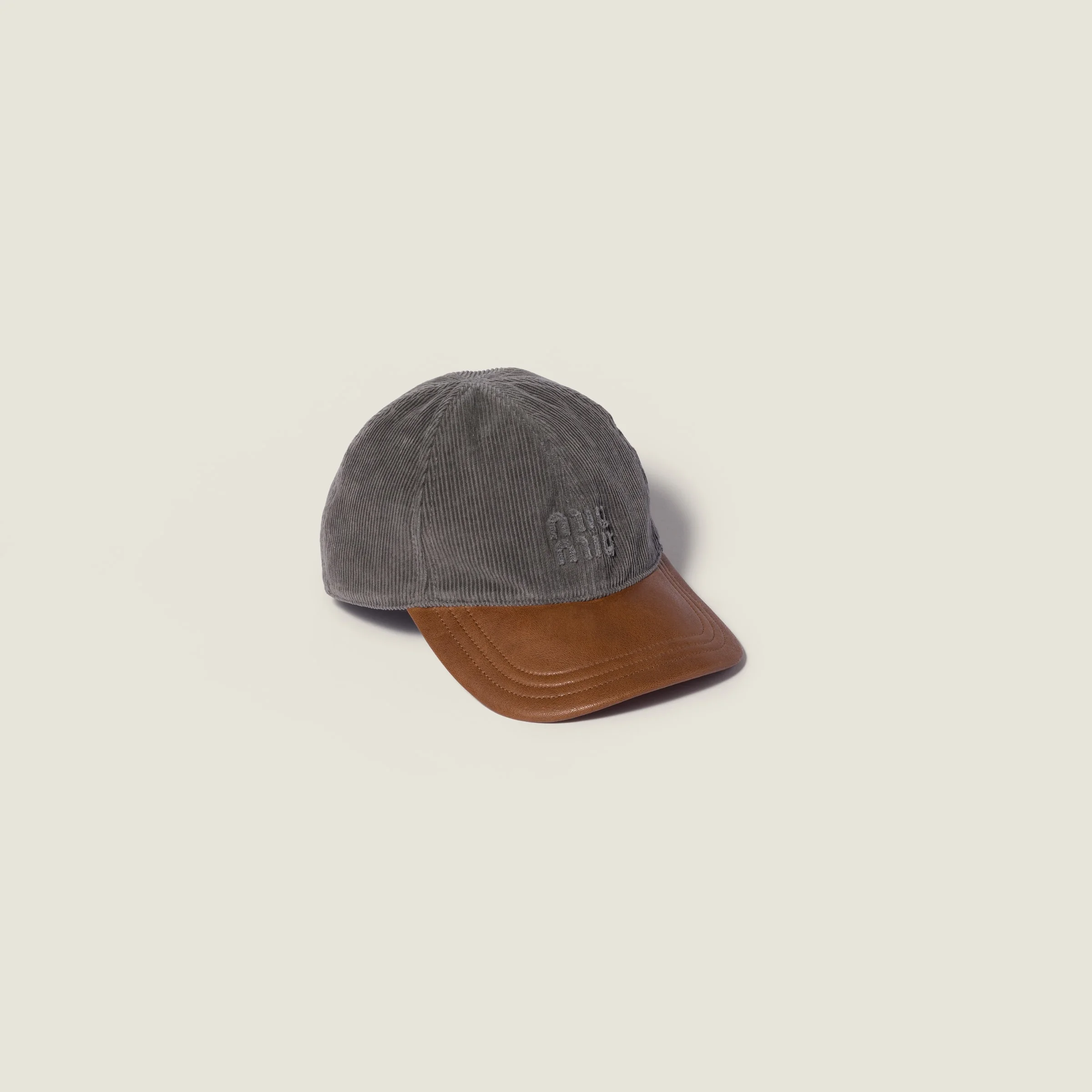 Corduroy and leather baseball cap - 1