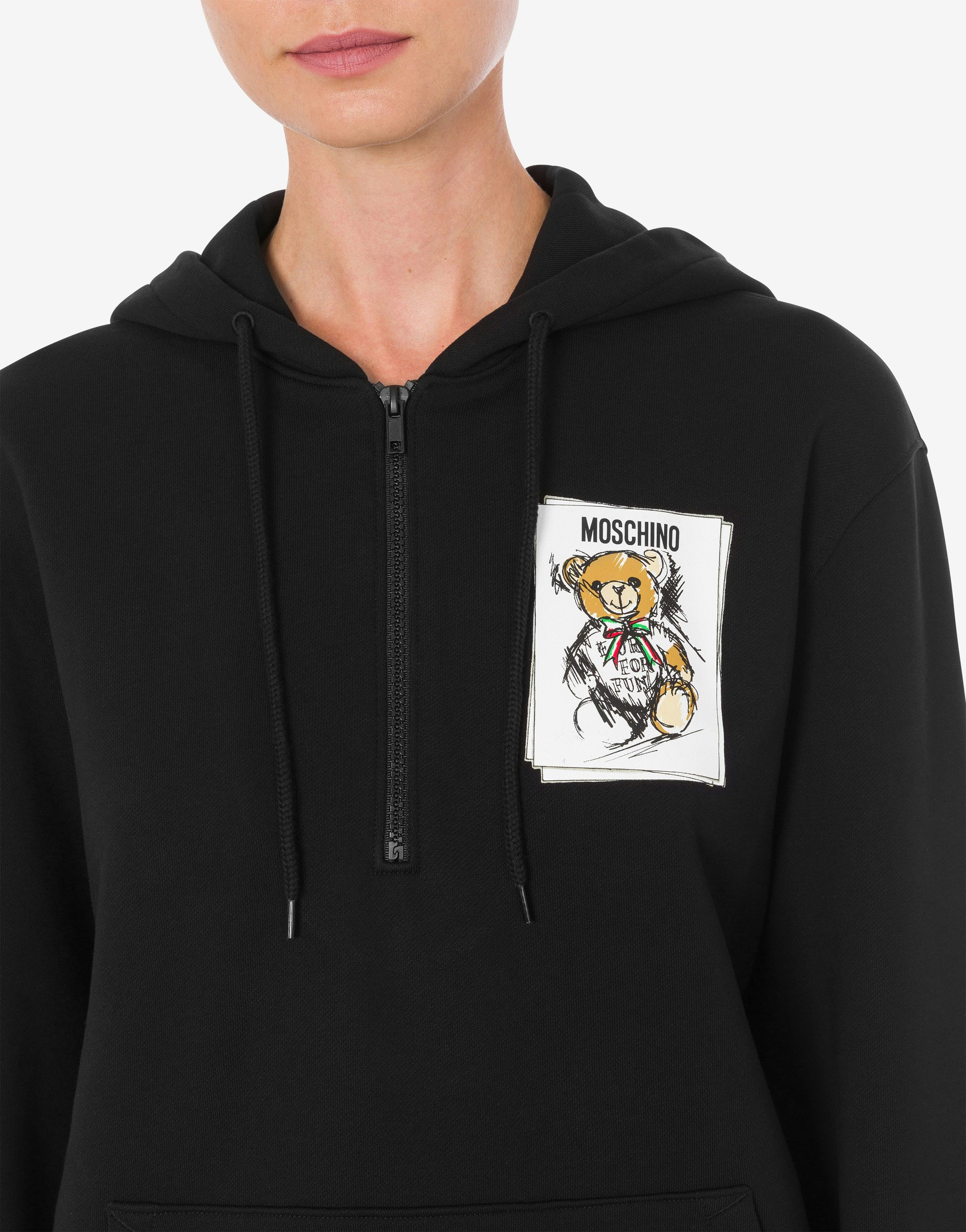 HOODIE WITH ZIP AND DRAWN TEDDY BEAR - 4