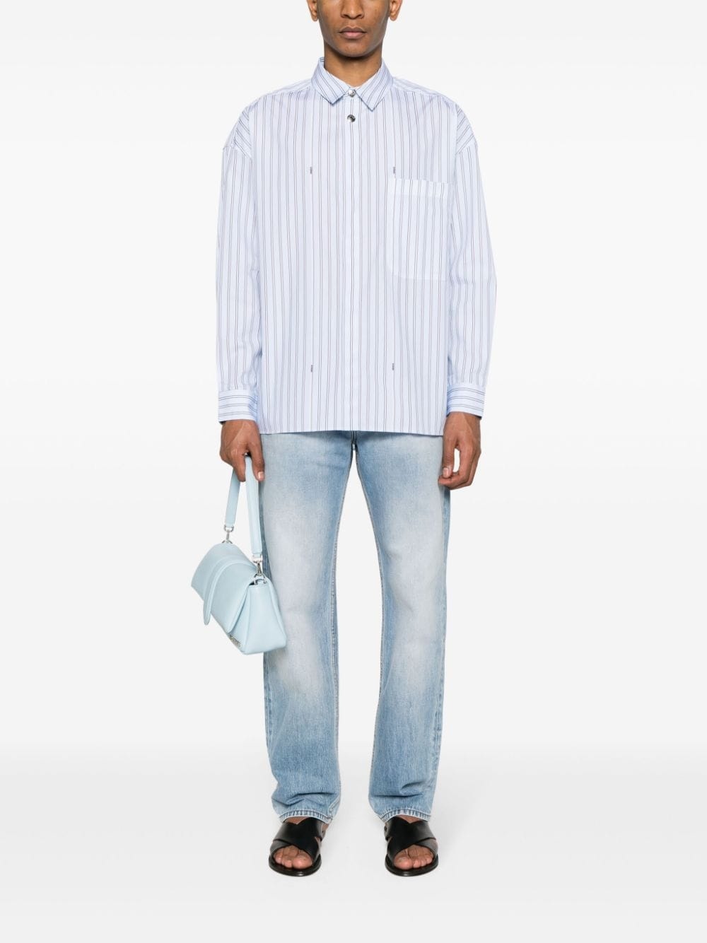 logo-studs striped shirt - 2