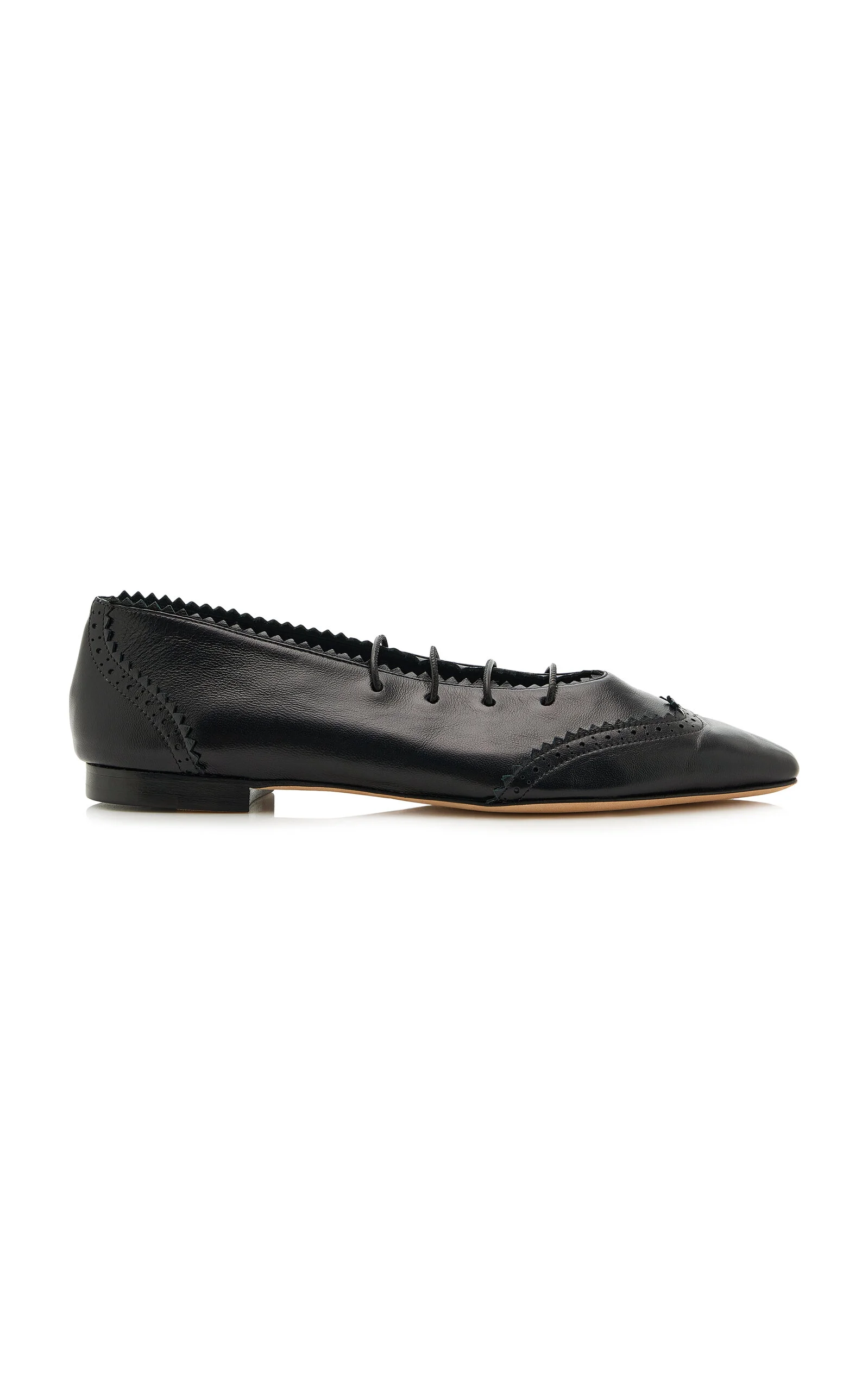 Emiko Lace-Up Leather Flats black - 1