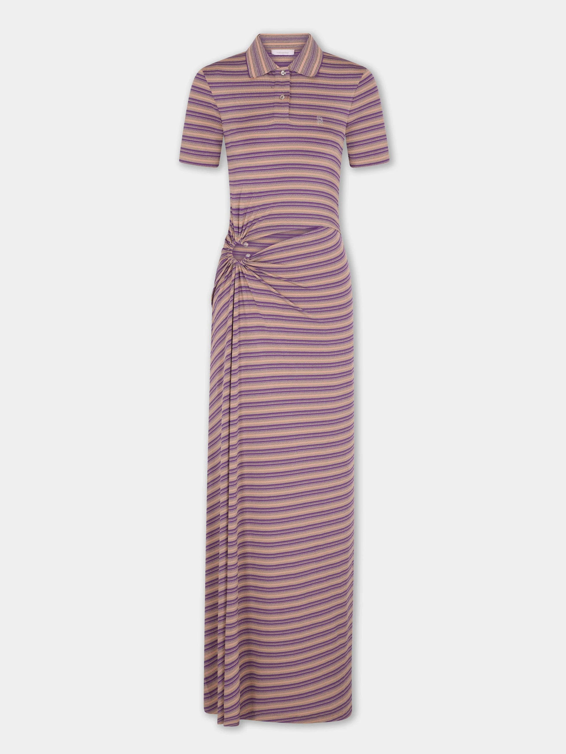 LONG PIERCING DRESS IN STRIPED VISCOSE JERSEY - 1