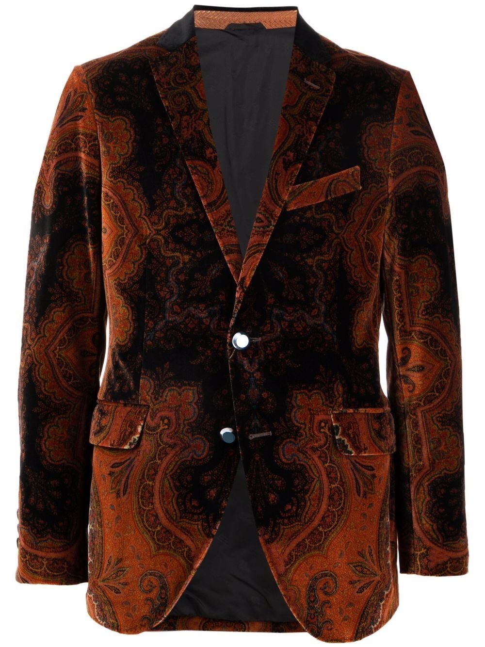 paisley-print velvet blazer - 1