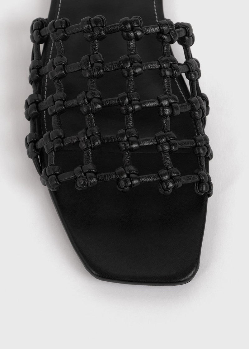 Braided-leather bandeau slides black 6
